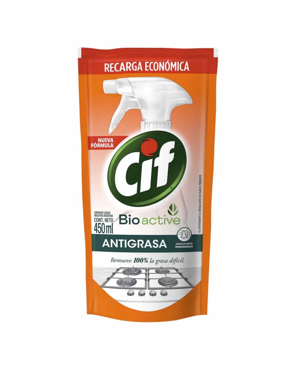 Limpiador Cif Liquido Antigrasa BioActive x 450 Ml